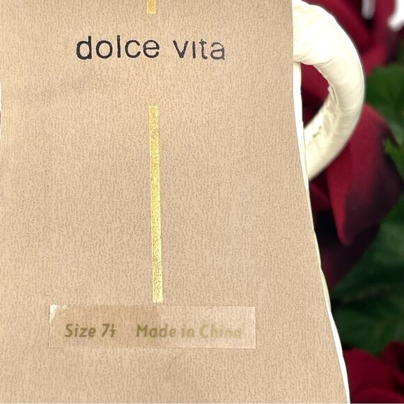 Dolce Vita Noles Chunky Heel Sandal Size 7.5 Ivory Leather Two-Strap Slip-On - Picture 6 of 16